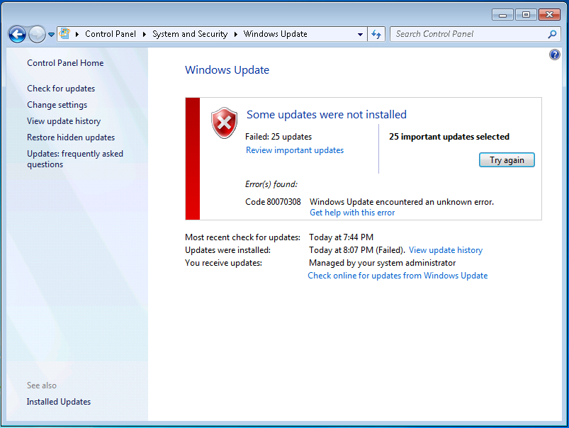 Windows 7 Update Service Not Running